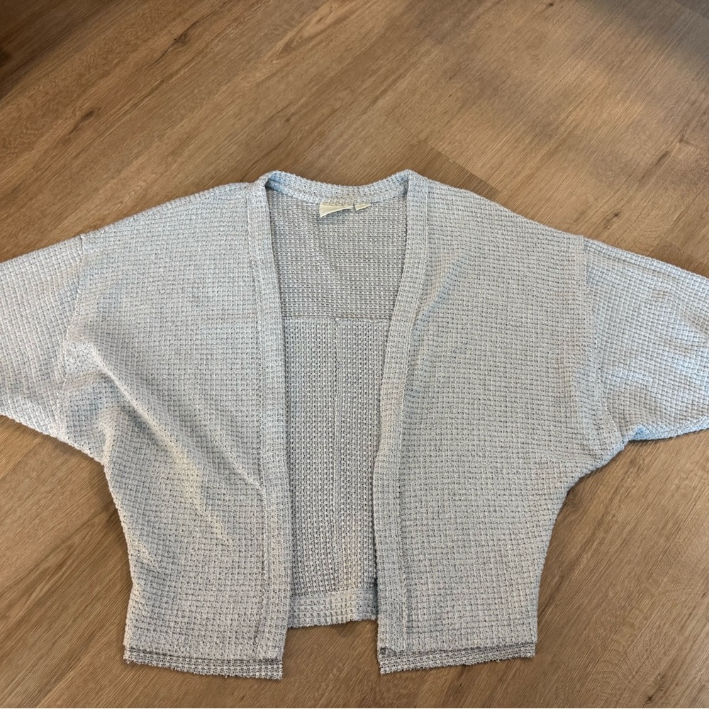 Maeve Anthropologie Open Bubble Cardigan Sweater Gray Knit Cozy Oversized XS